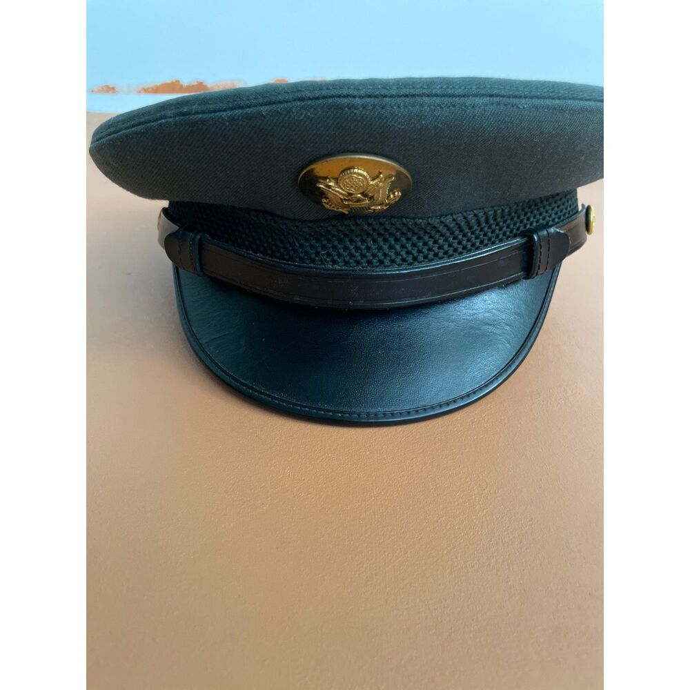 Vintage U.S. Army Service Visor Cap Size 7 Military Uniform Hat Eagle Insignia